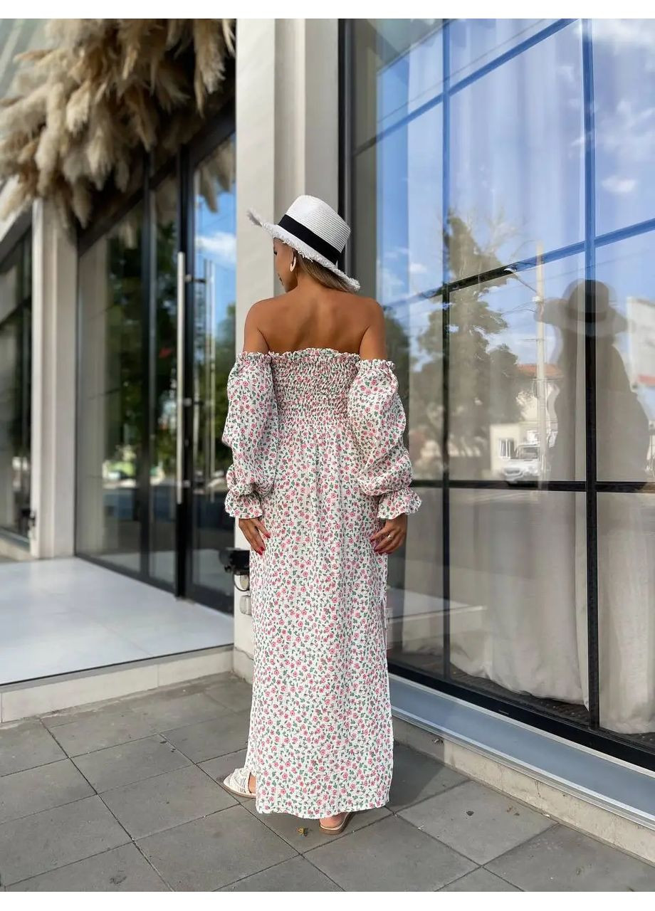 Білий довга муслінова сукня білого кольору в рожеві сердечка No Brand