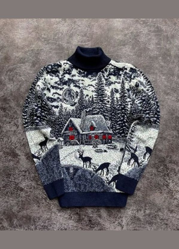 Мужской новогодний свитер с высоким горлом, вязка No Brand (315033369)