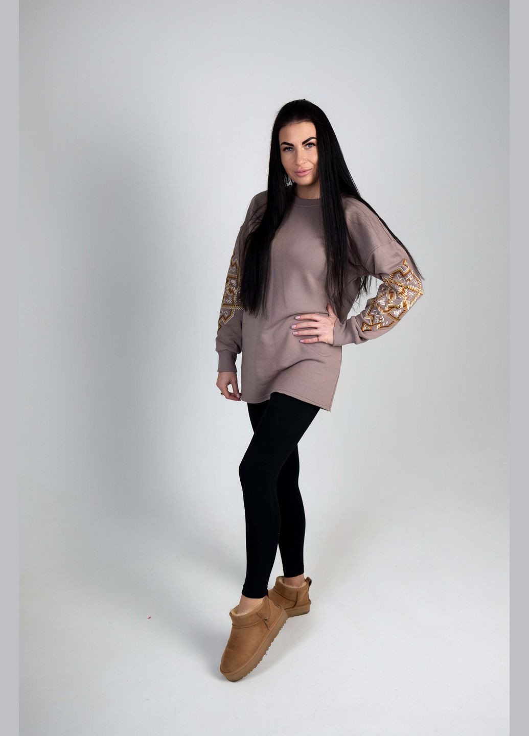 Бежевий світшот з вишивкою BeART орнамент вишивка (314745158)