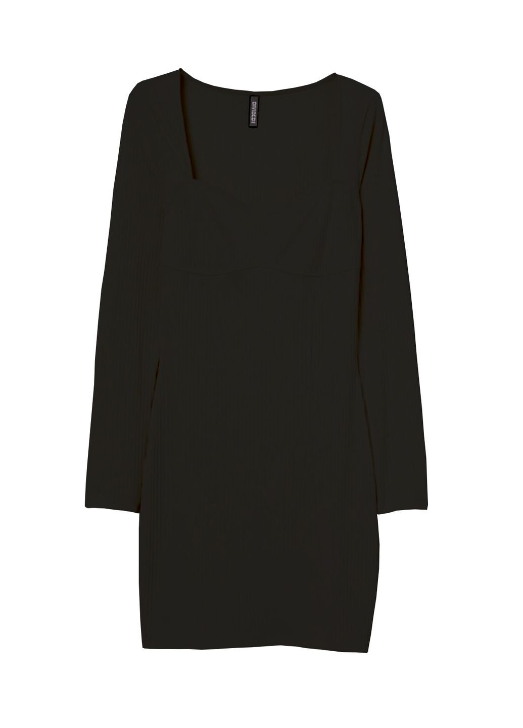 Черное платье H&M однотонное