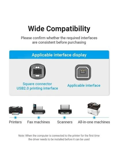 Кабель для принтера (COQBJ) Vention USB 2.0 AM/BM 5.0m black (389988452)