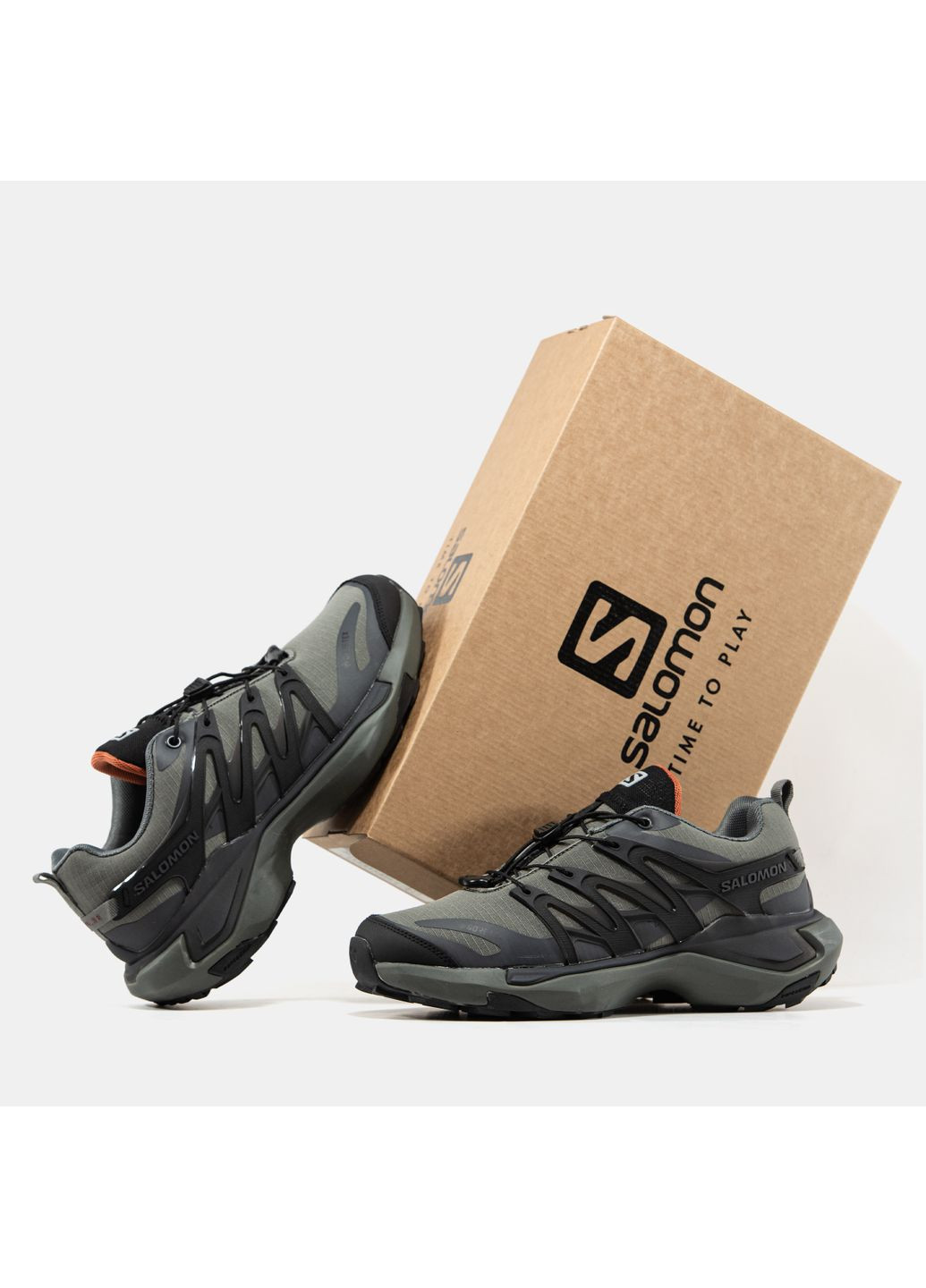 Оливковые (хаки) демисезонные кроссовки мужские Salomon XT Pu.Re Gore-Tex Khaki Black Termo | Саломон XT Pu.Re Термо