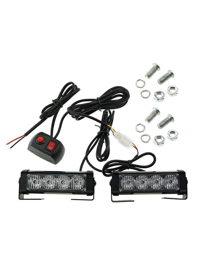 Яскраві світлодіодні автомобільні стробоскопи КРАСНО-СІННЯ, Проблискові маячки, поліцейські мигалки (2 LED) ABS (369165394)