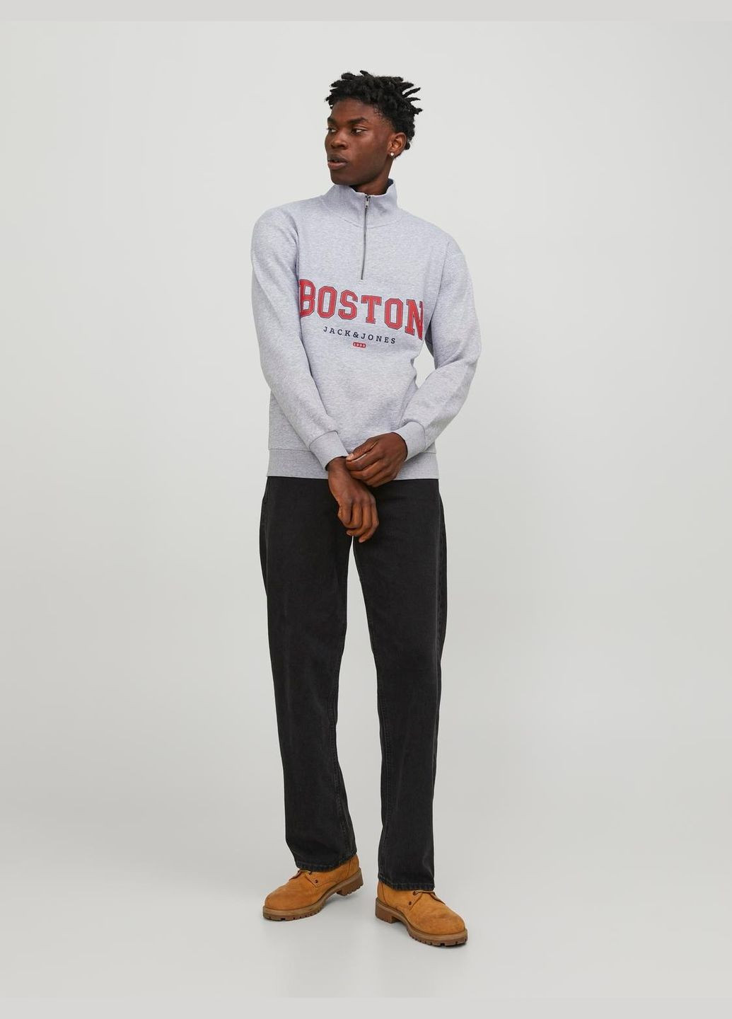 Серый свитшот JACK&JONES надпись (302972880)