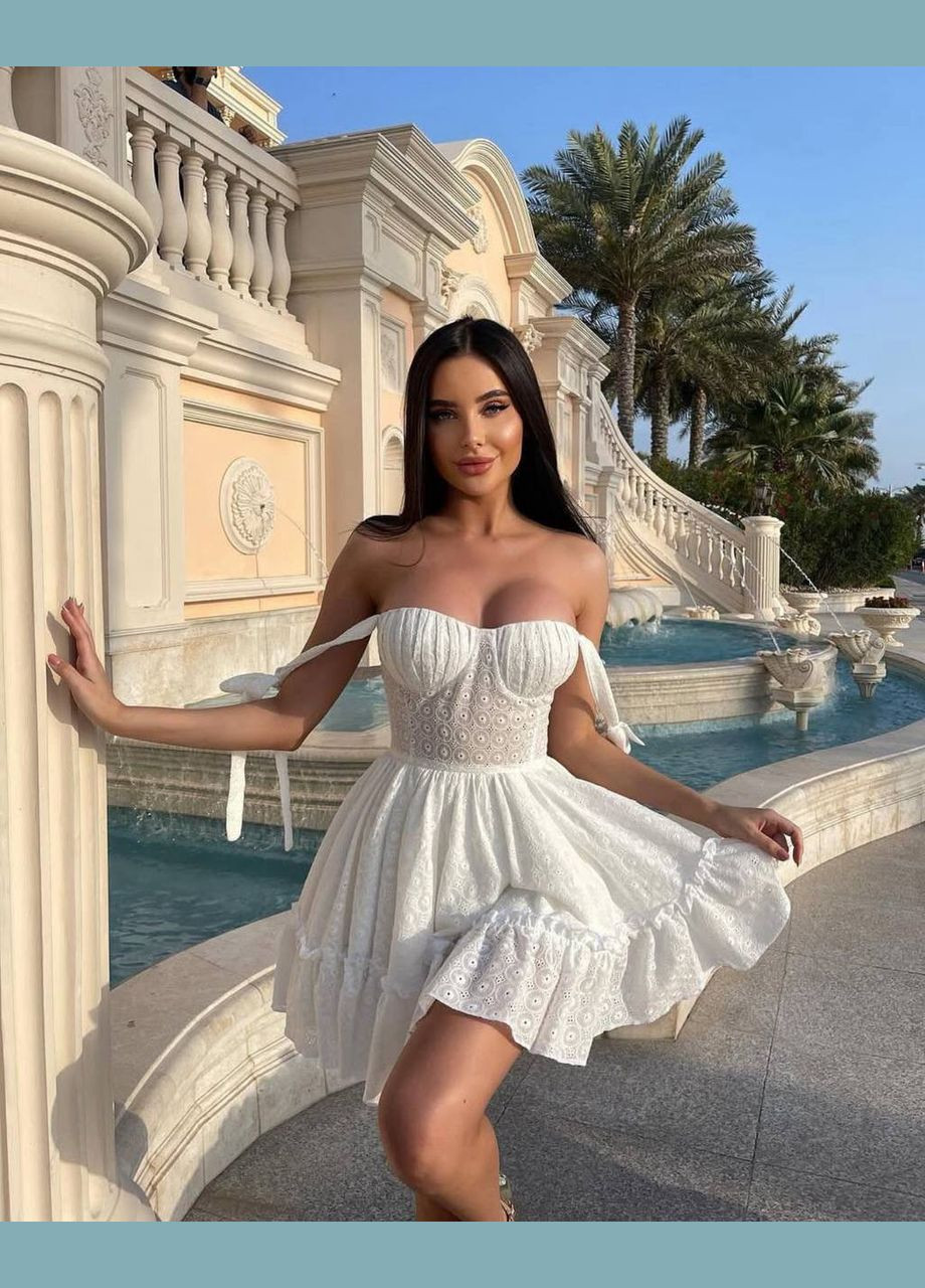 Білий повсякденний жіноча сукня No Brand з квітковим принтом