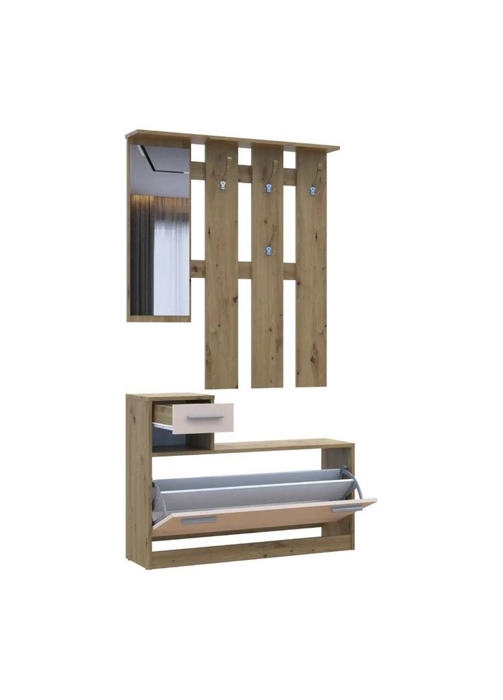 Прихожая с зеркалом Alice Дуб Эвок/Кашемир 100х25х182.9 (DRS-011755) Doros (361999014)
