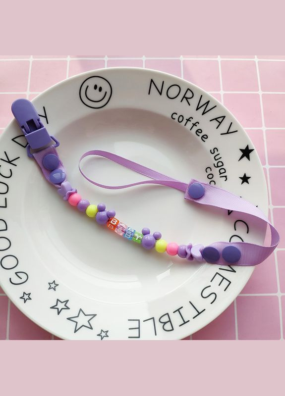 Клипса для пустышки или ниблера прищепка для пустышки, держатель для пустышки "Бусинка" 25 см LELUNO (305768464)