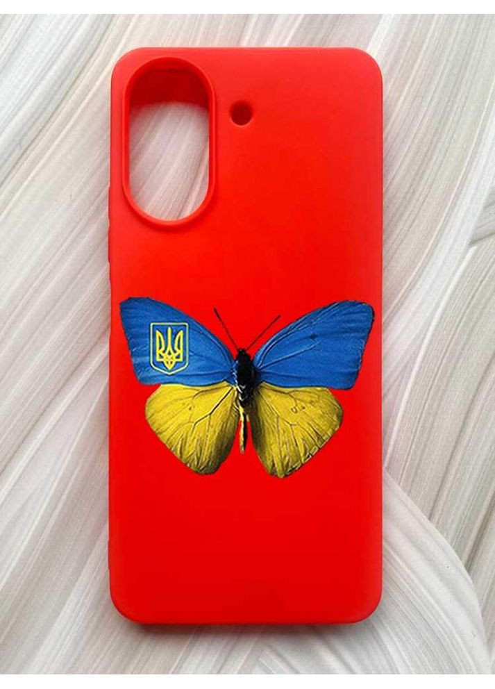 Матовий червоний чохол на Xiaomi Redmi 13C / Poco C65 Метелик Україна (принт 255) Creative (355403137)