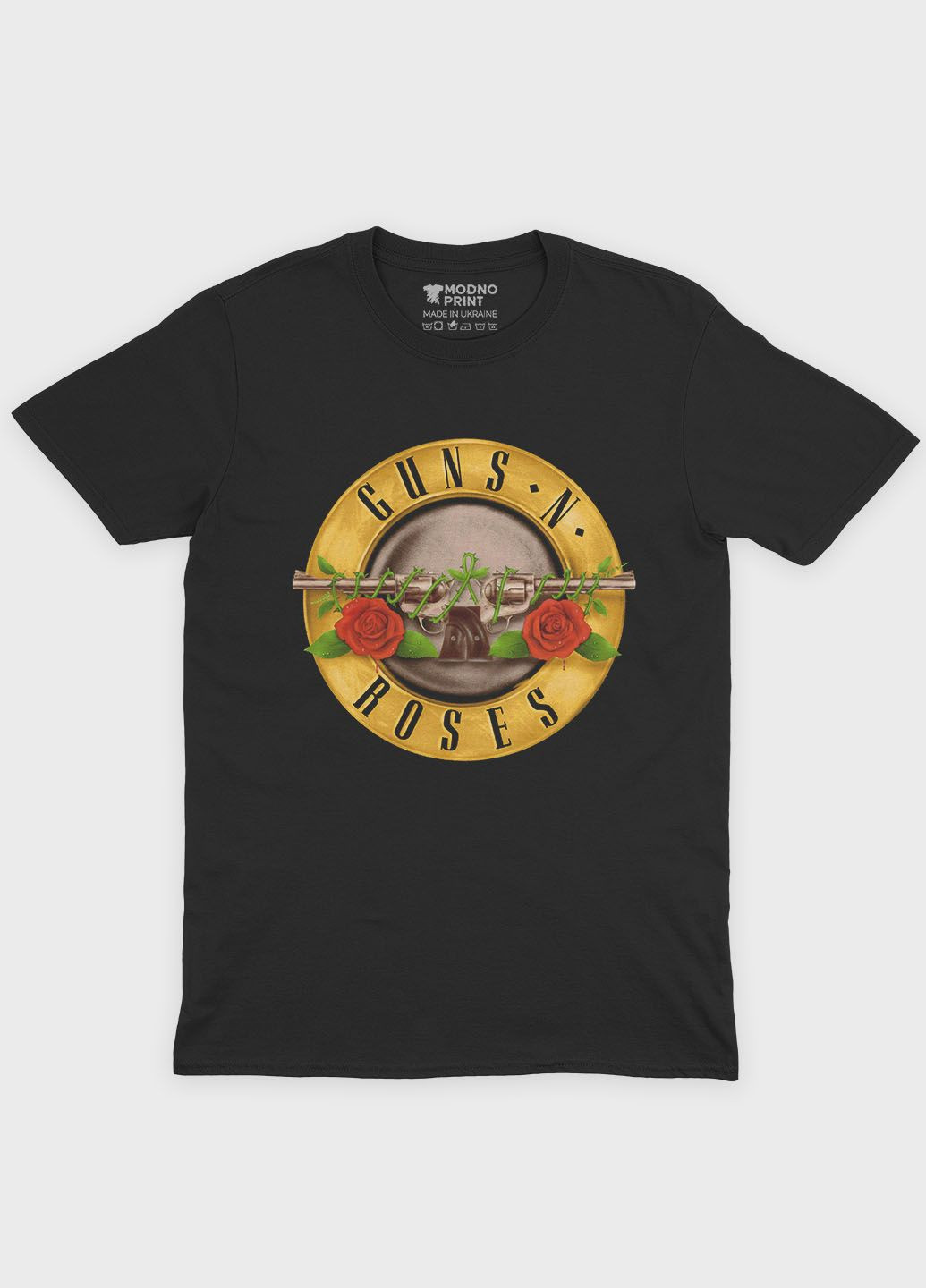 Черная мужская футболка с рок принтом "guns n roses" (ts001-1-bl-004-2-120) Modno