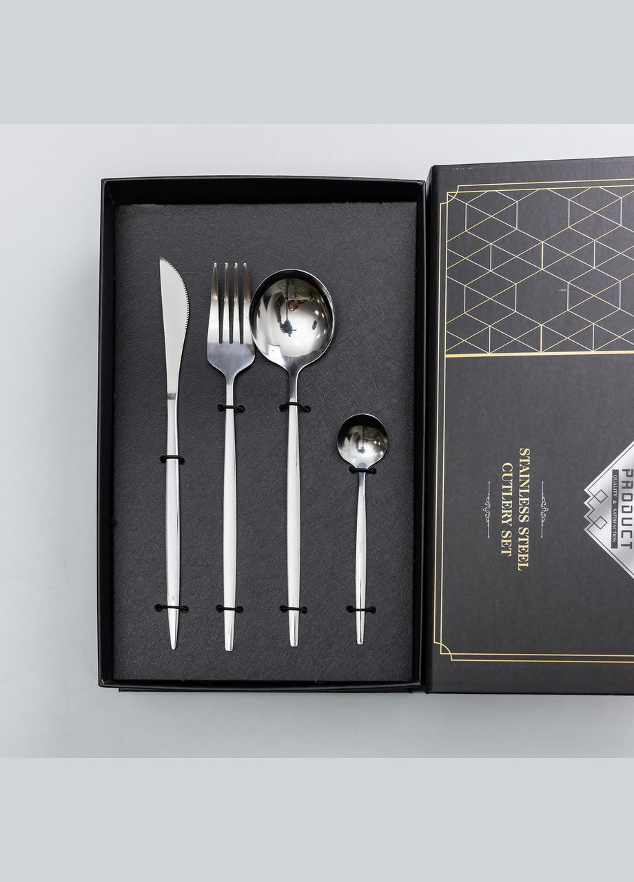 Набір столових приборів 24 предмети на 6 персон, матовий хром Yiwu (325449599)