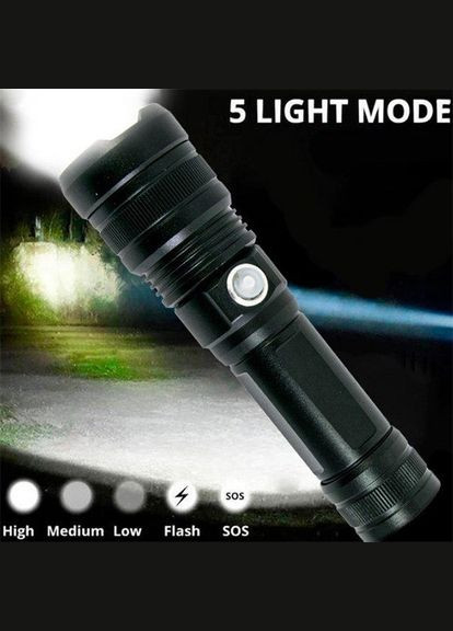 Ручной аккумуляторный фонарь BL-P512-P50, 1x18650, micro USB, с фокусировкой, с ремешком X-Balog (305835818)