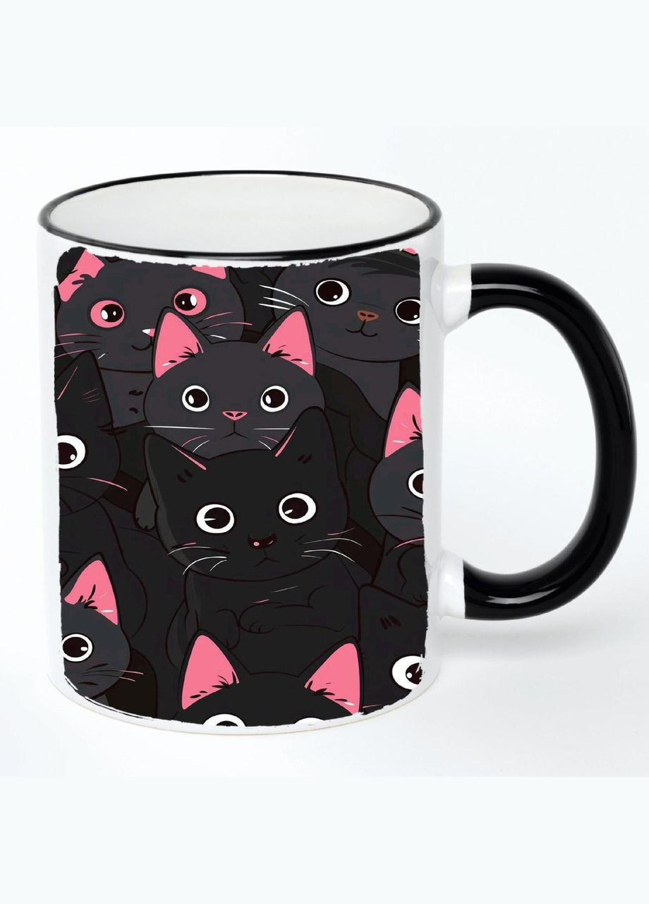 Чашка Cats (кухоль, кружка) #019 Біла з чорною ручкою 330 мл No Brand (322714969)