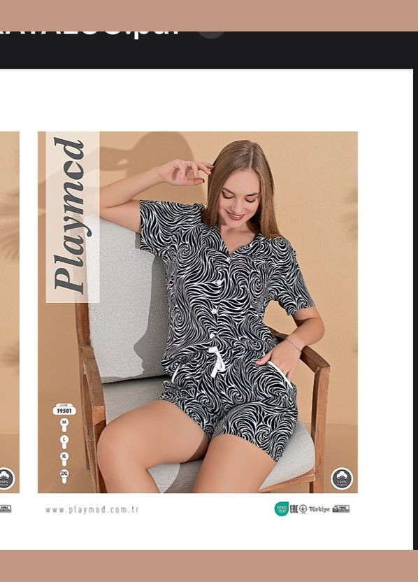 Черно-белая всесезон костюм.рубашка с шортами рубашка + шорты Cotpark