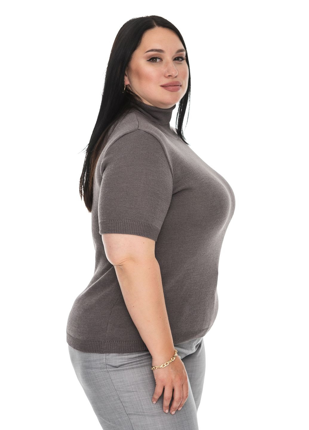 Серый женская водолазка c коротким рукавом SVTR