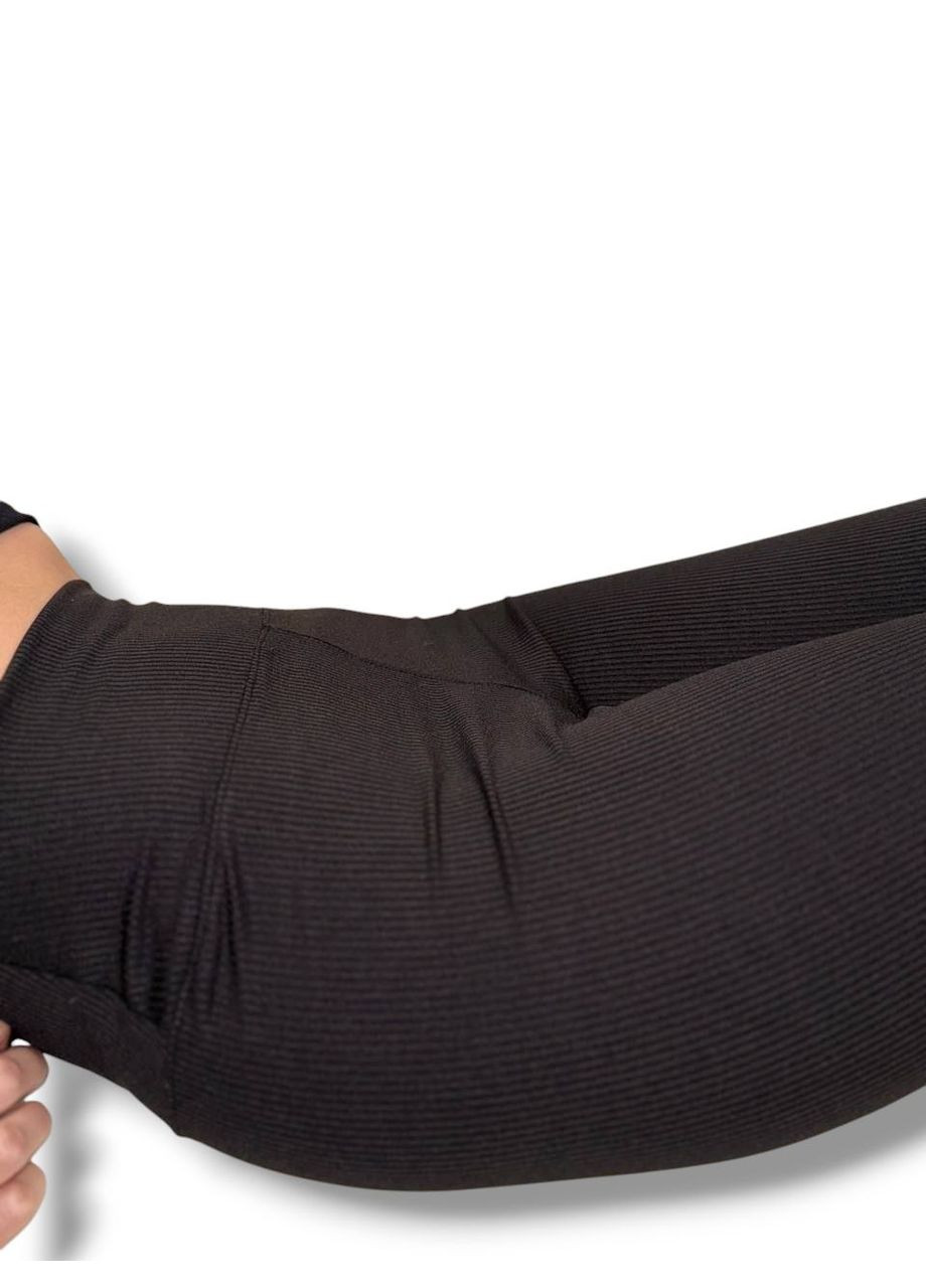 Лосины эластичные в рубчик женские с высоким широким поясом классические без утепления демисезон 99-101см No Brand Лосини в рубчик класичні без підкладки фуксія (342758751)