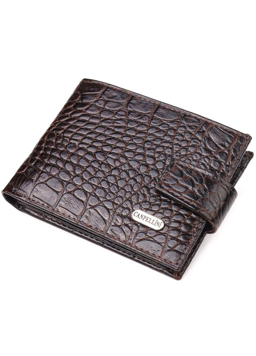 Оригінальний чоловічий гаманець із натуральної фактурної шкіри 21513 Коричневий Canpellini (329147936)