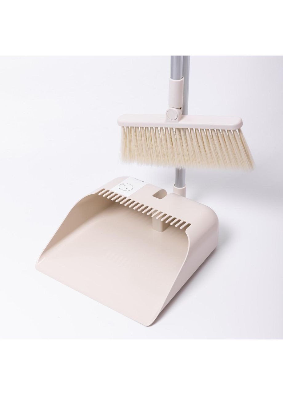 Набір віник і совок на довгій ручці для підлоги 25×24×100 см щітка віник для прибирання Бежевий HP-45-15BE Yiwu (370373091)