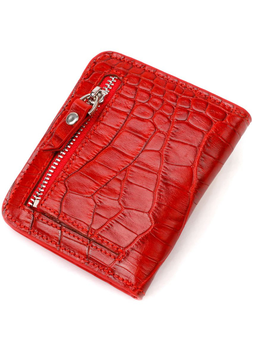 Жіночий гаманець з натуральної шкіри з тисненням під крокодила 21795 Червоний Canpellini (298567778)