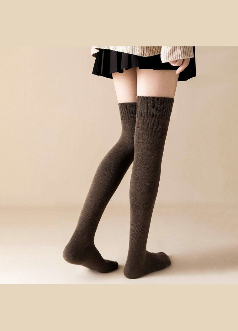 Чулки зимние махровые заколенки коричневые 15130 one size No Brand (307930822)