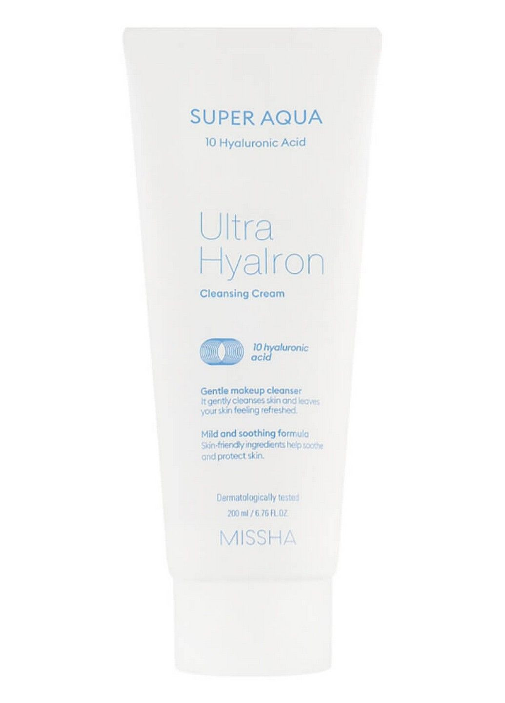Очищаючий крем для обличчя з гіалуроновою кислотою Super Aqua Ultra Hyalron Cleansing Cream 200 мл MISSHA (278048682)