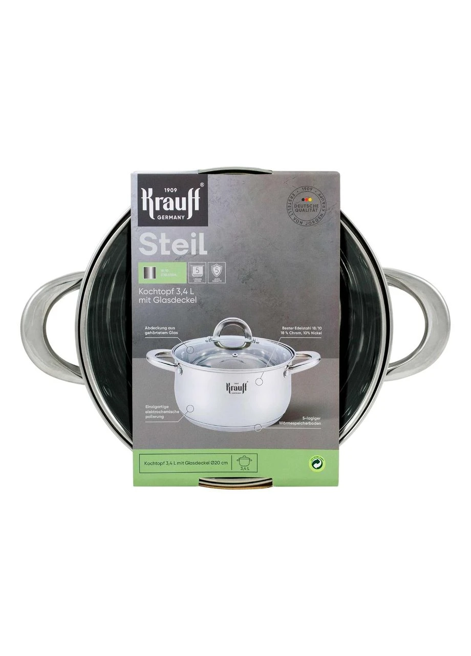 Кастрюля нержавейка с крышкой Steil 20 см, 3.4 л (26-238-075) Krauff (334712981)