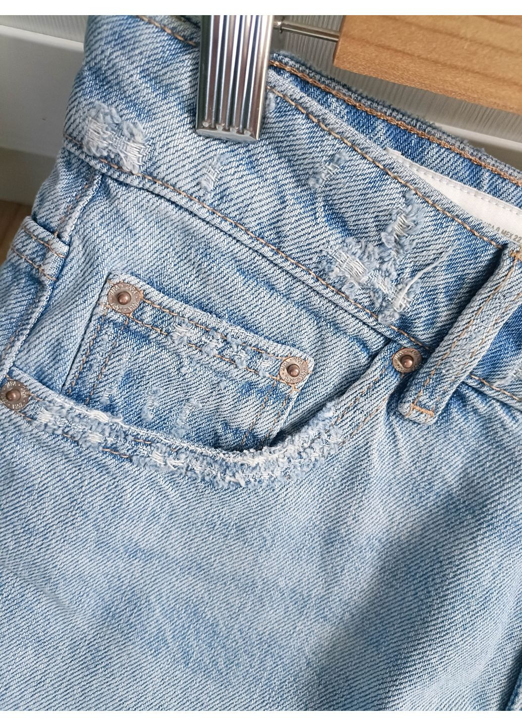 Джинсовые шорты trf с низкой посадкой Zara (354816942)