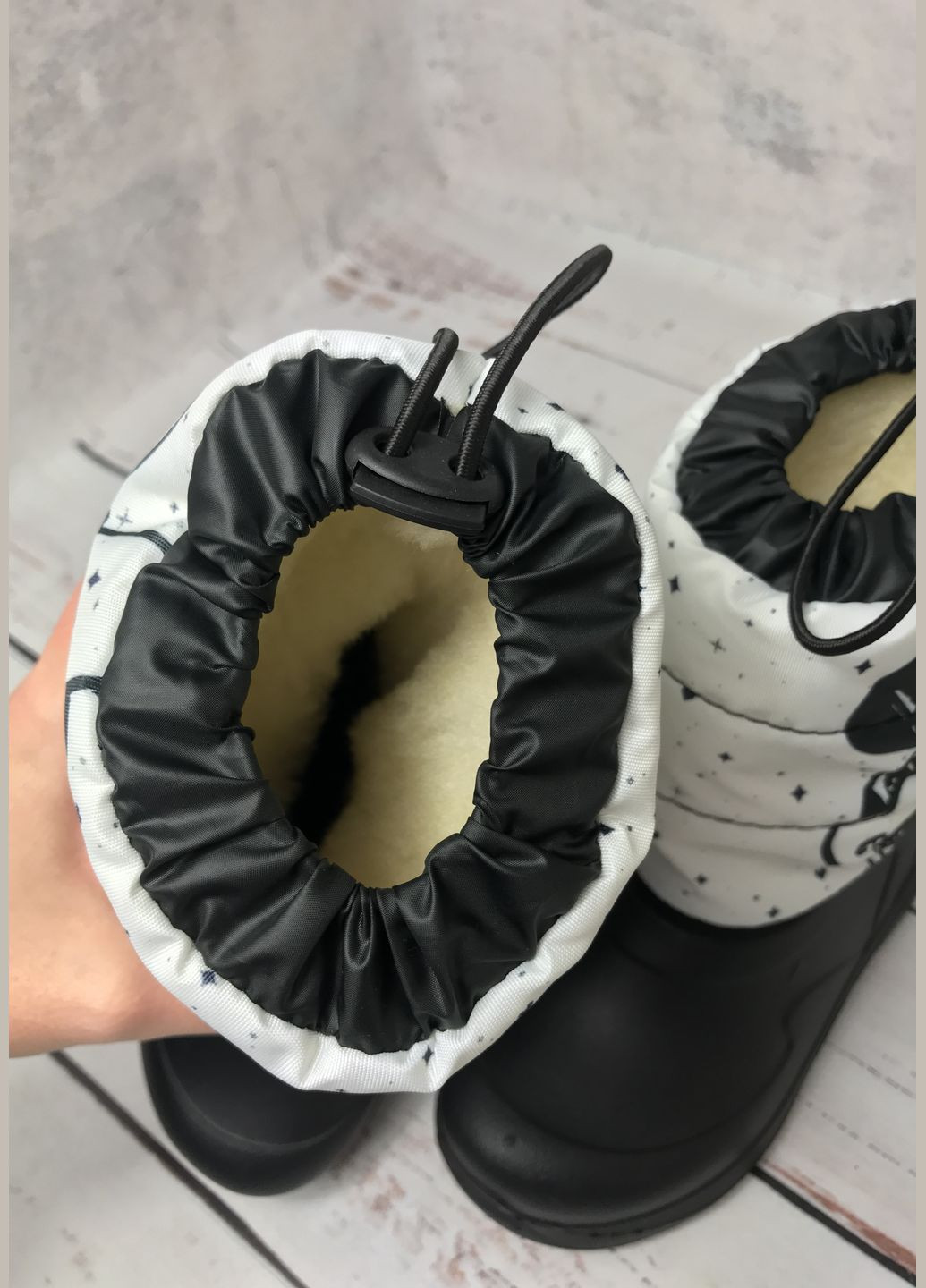 Чоботи дутики зимові дитячі для дівчинки Чорно-білій (455) PRIME (347236224)