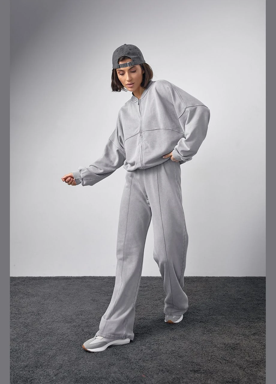 Спортивний костюм з бомбером та прямими штанами 14578 Lurex (280910753)