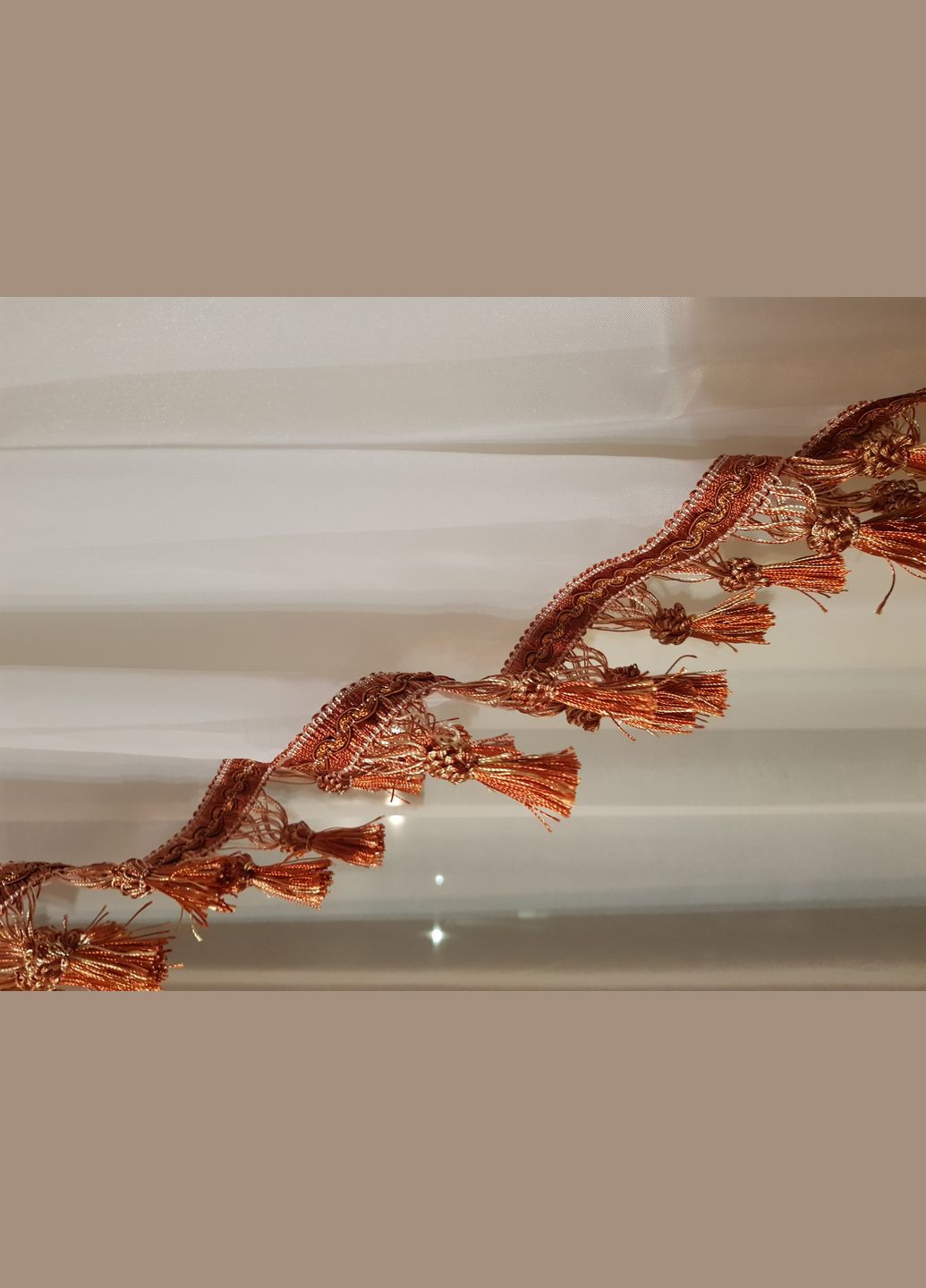 Комплект ламбрекен с бахрамой шторки 2шт и тюль карниз 250см бежевый (63к_2,5м) Firanka Classic (333711334)