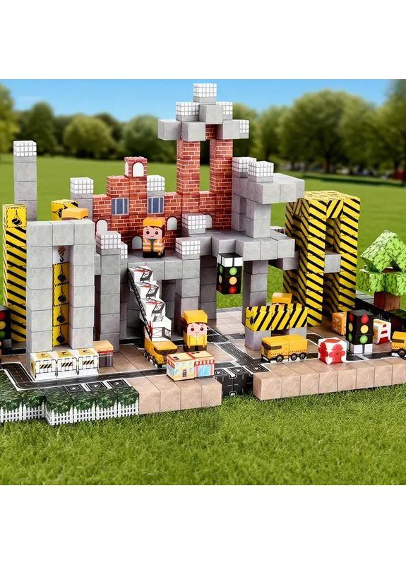 Магнітний конструктор 128 блоків кубики на магнітах Майнкрафт Будуємо місто Minecraft (363319820)