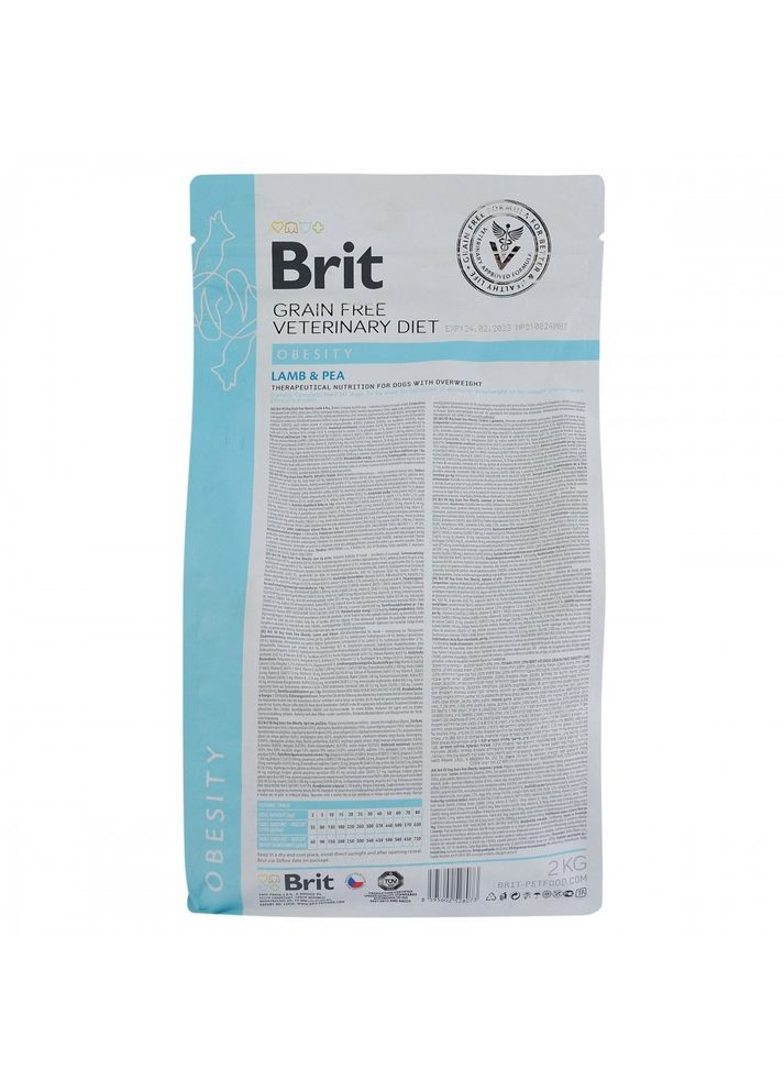 Сухой корм GF VetDiet Dog Obesity для собак, коррекция веса, с ягненком, индейкой и горохом, 2 кг Brit (362701651)