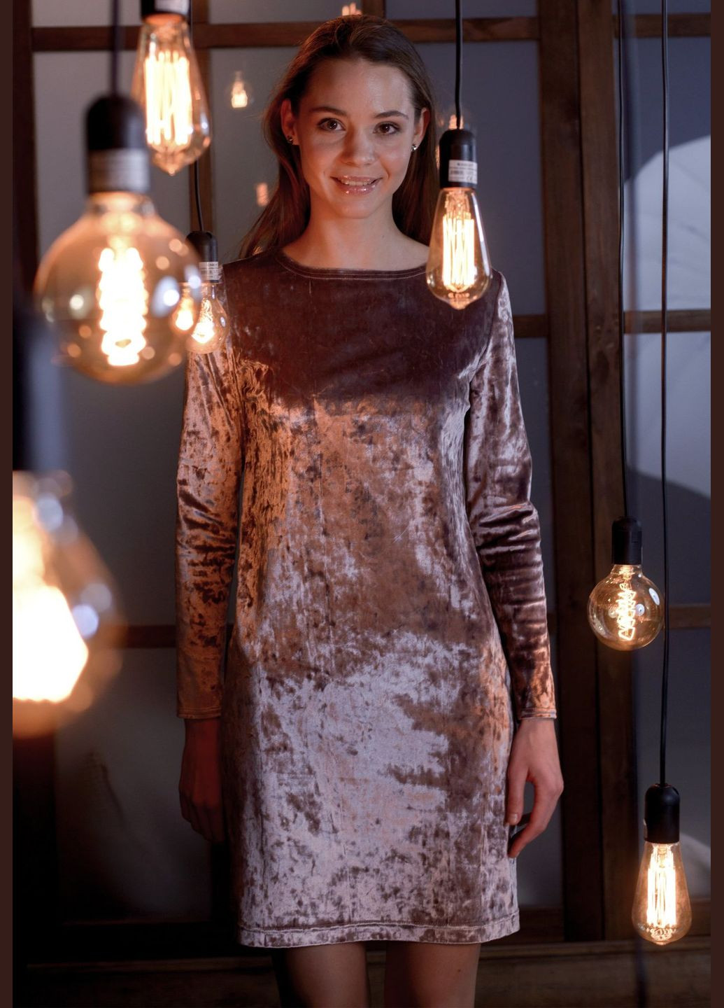 Комбінована сукня 5628 бежева Cat Orange