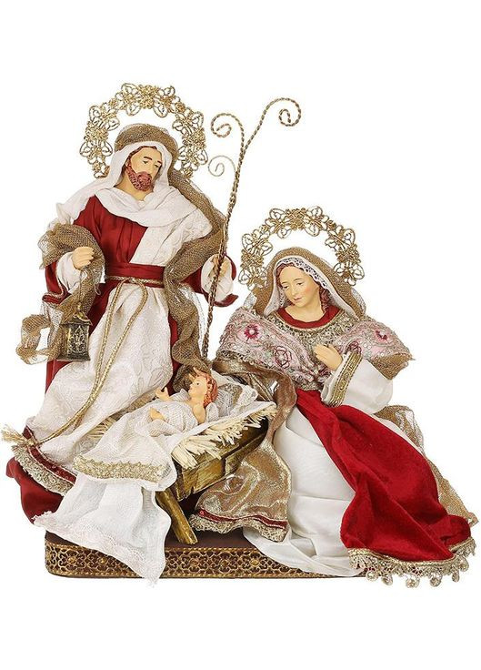 Різдвяна композиція Вертеп 42см 3 фігури на підставці декор для дому та сім'ї новорічна прикраса BonaDi (368981250)