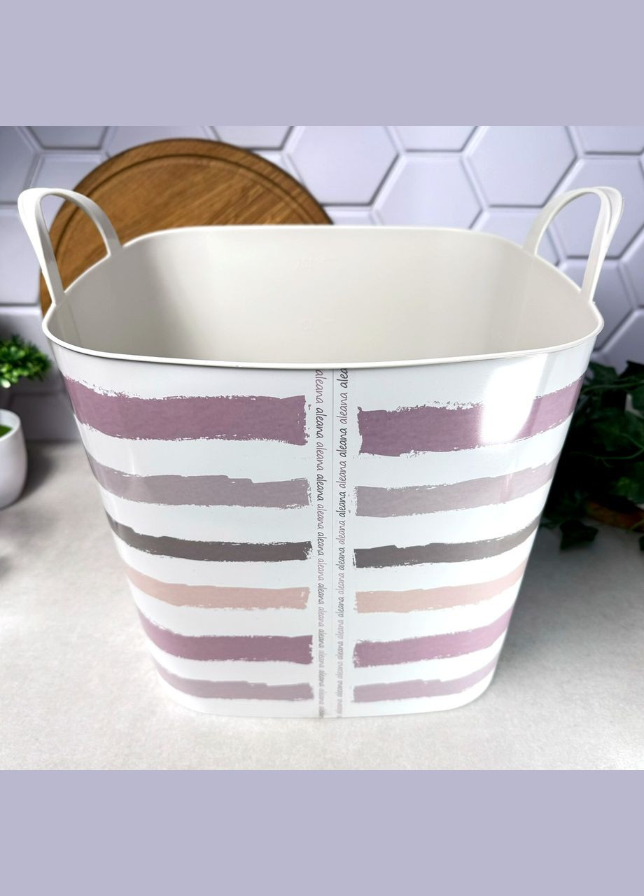 Мягкое квадратное ведро-корзина 22 л Практик Розовые полосы Алеана (364195633)