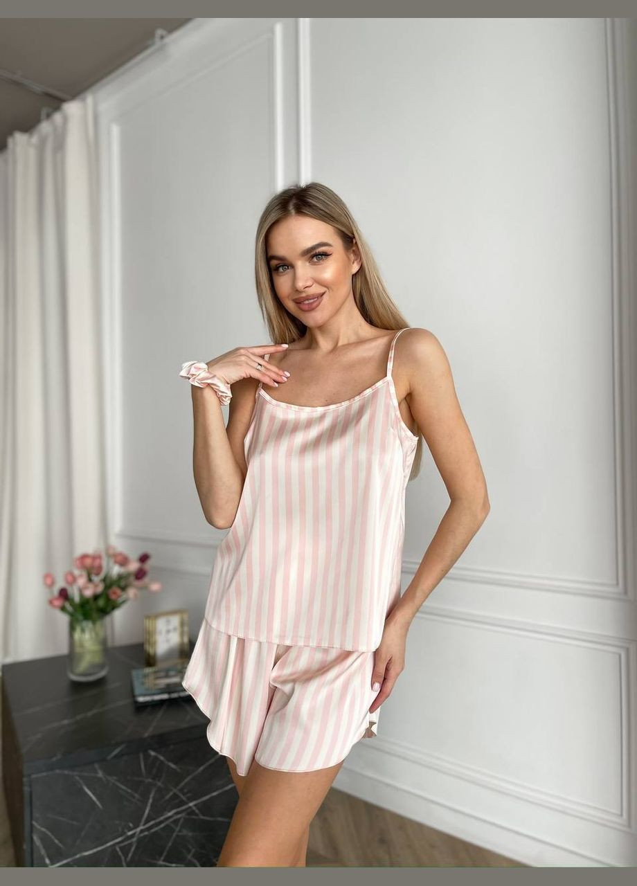 Розовая всесезон женская пижама майка + шорты No Brand