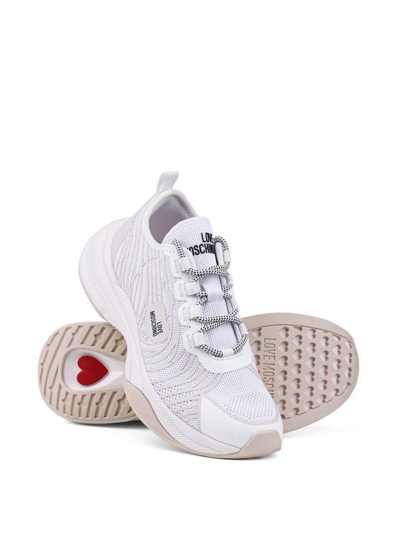 Белые всесезонные женские кроссовки ja15315g1 белый ткань Love Moschino
