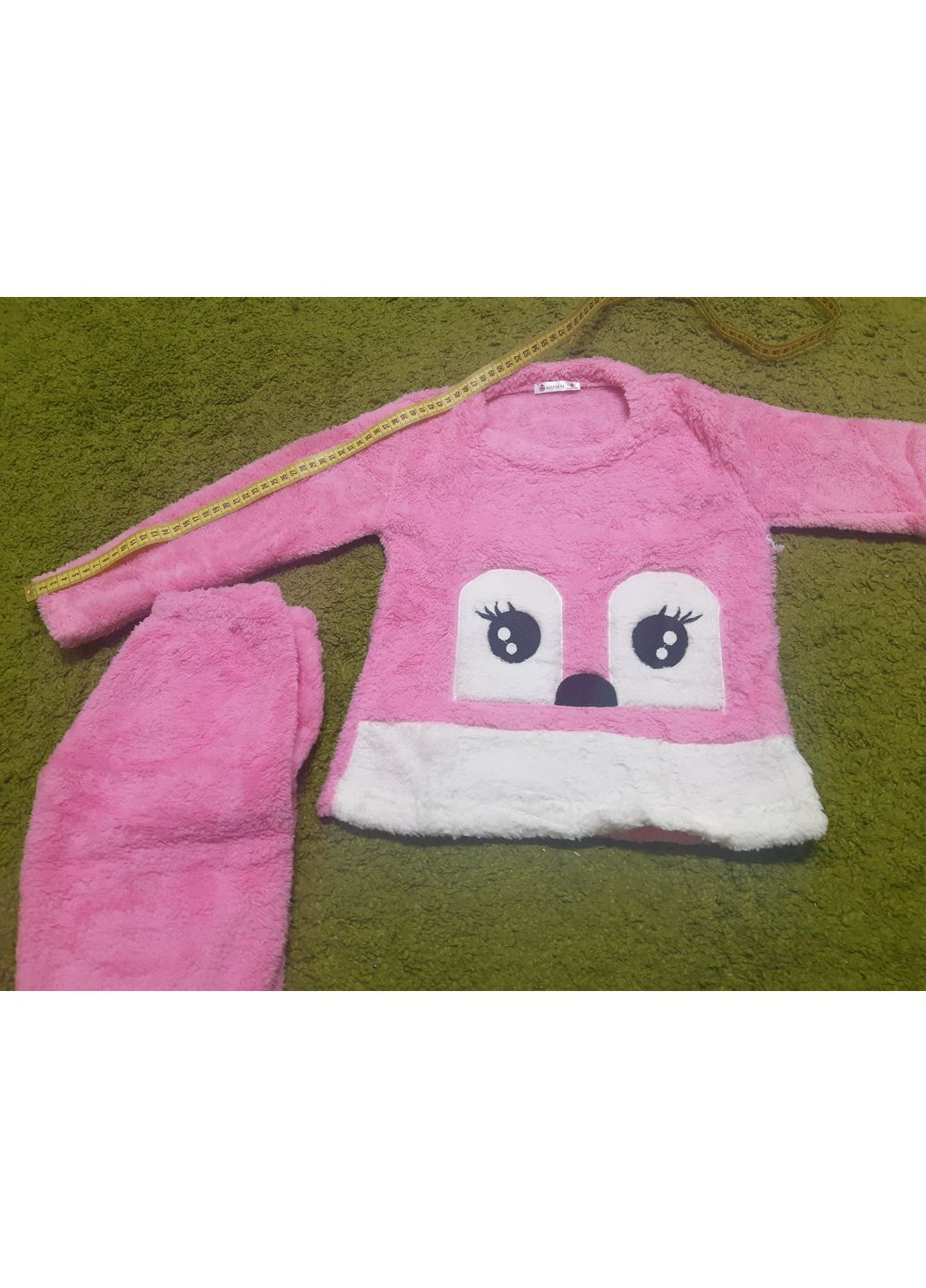 Розовая зимняя теплая махровая пижама для девочки турция 122 128 134 140 146 No Brand