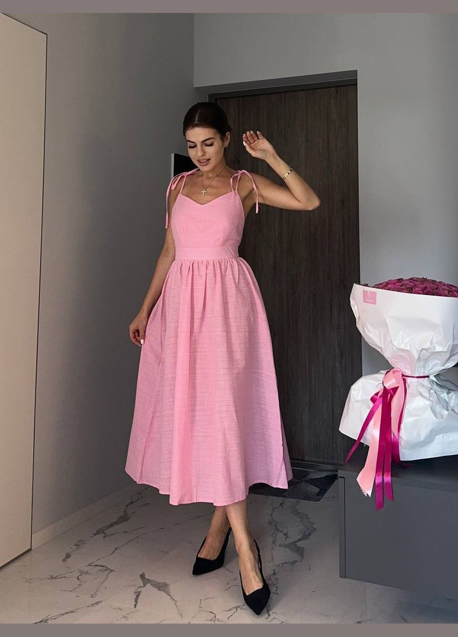 Летний женский женский сарафан из льна на завязках Avanti однотонный