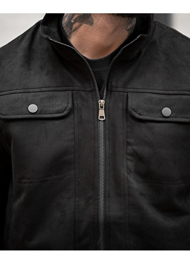 Чорна демісезонна бомбер замшевий black No Brand
