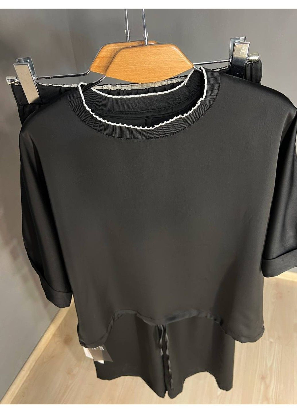 Костюм женский A-N 27012 шелковая блузка с брюками палаццо оверсайз чорний No Brand (334302355)