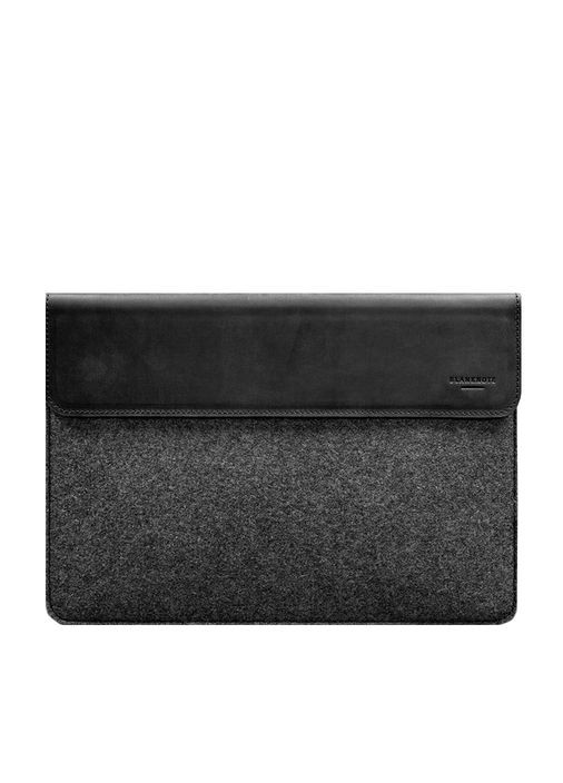 Чохол-конверт із клапаном шкіра+фетр для MacBook 13" Чорний Crazy Horse (A-028164) BlankNote (329742945)
