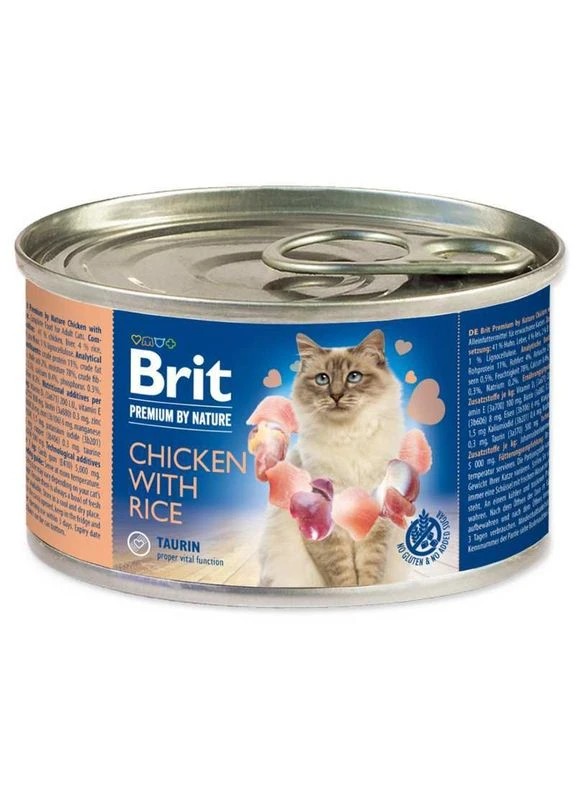 By Nature Chicken with Rice - Влажный корм с курицей и рисом для взрослых котов - 200 г Brit Premium (396631514)
