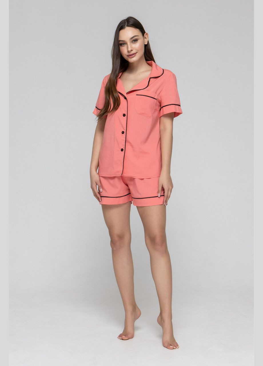 Теракотова всесезон жіноча піжама сорочка з коротким рукавом і шорти сорочка + шорти GorLin