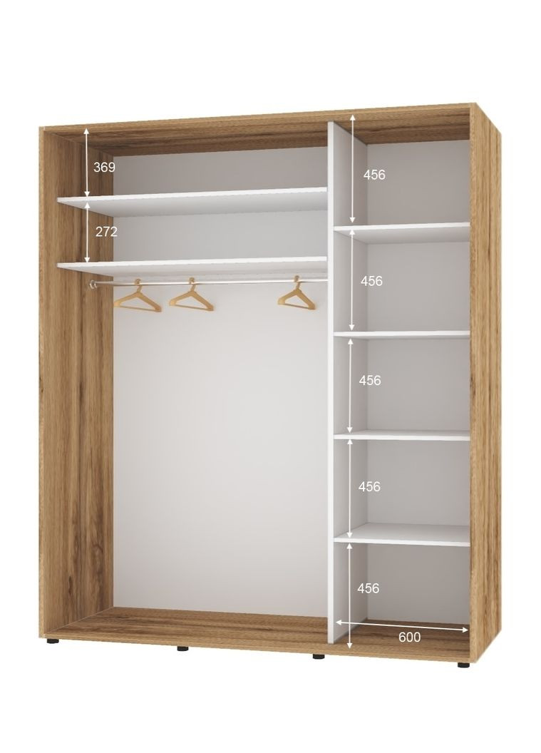 Шкаф-купе двухдверный Комфорт Мебель 170*60*240 см Дуб золотой 2 двери Зеркало Стандарт Комфорт Меблі (360438616)