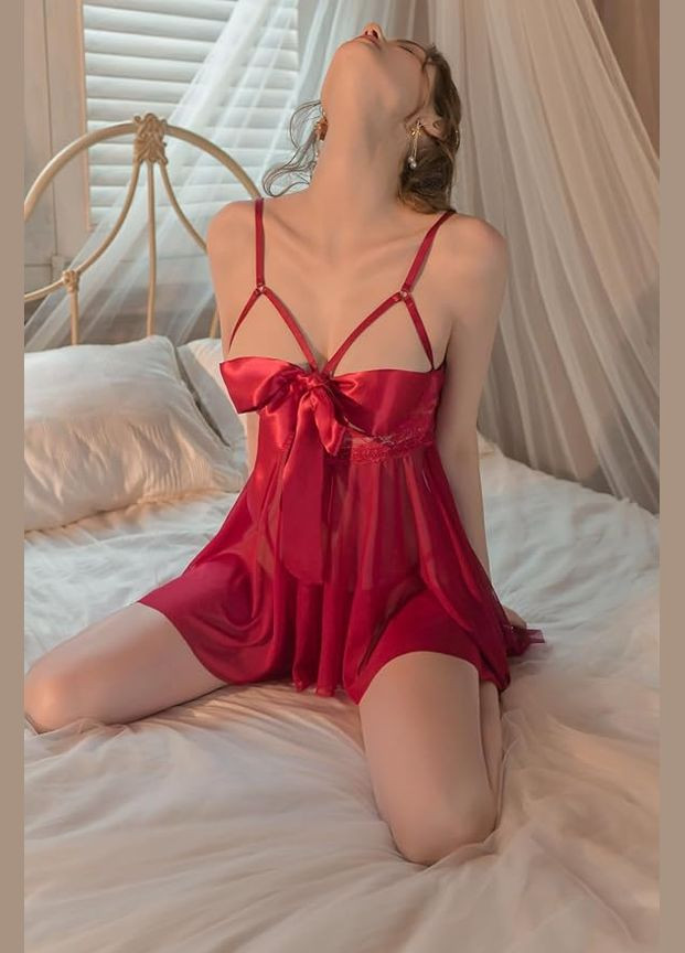 Жіноча бебідол мереживна сітчаста нічна сорочка RSBFK (338410759)