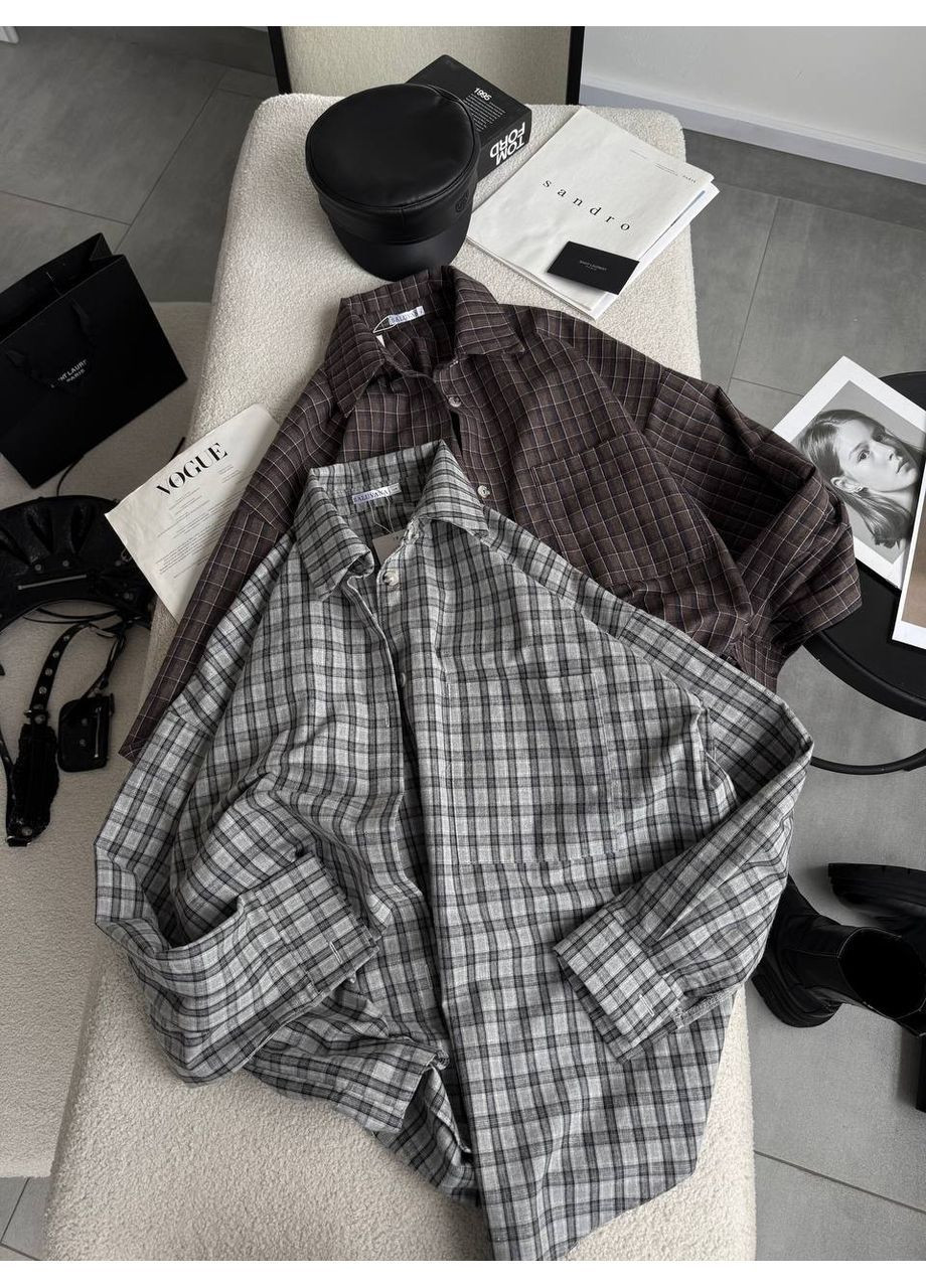 Серая спортивная, повседневный, кэжуал рубашка однотонная No Brand с длинным рукавом