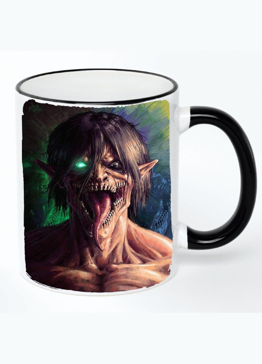 Чашка Атака Титанів Аніме #001 (кухоль, кружка) Біла з чорною ручкою 330 мл No Brand (322715678)