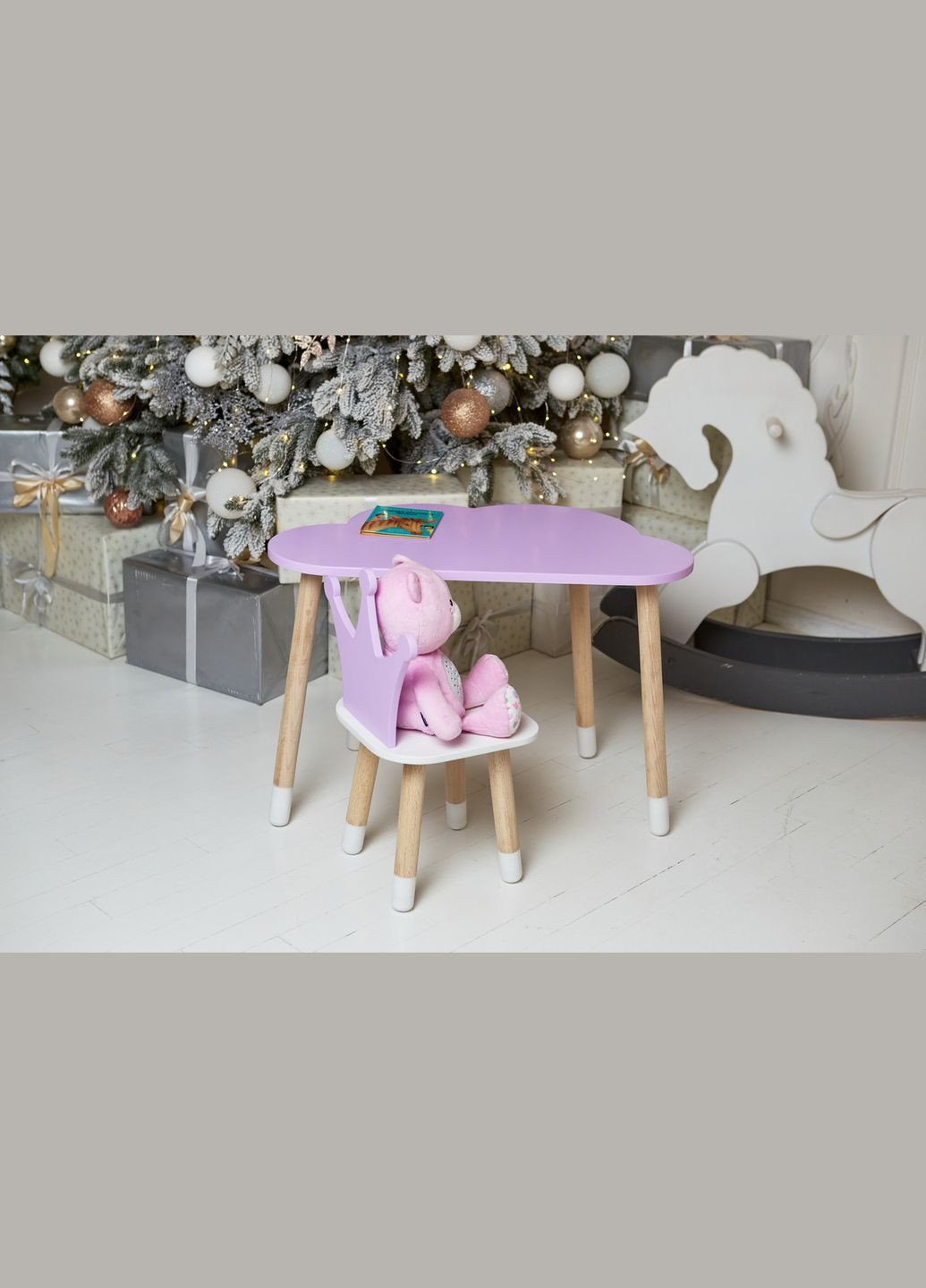 Стол облако и стульчик коронка фиолетовый детский. Столик для еды, гор, занятий. No Brand (361259082)