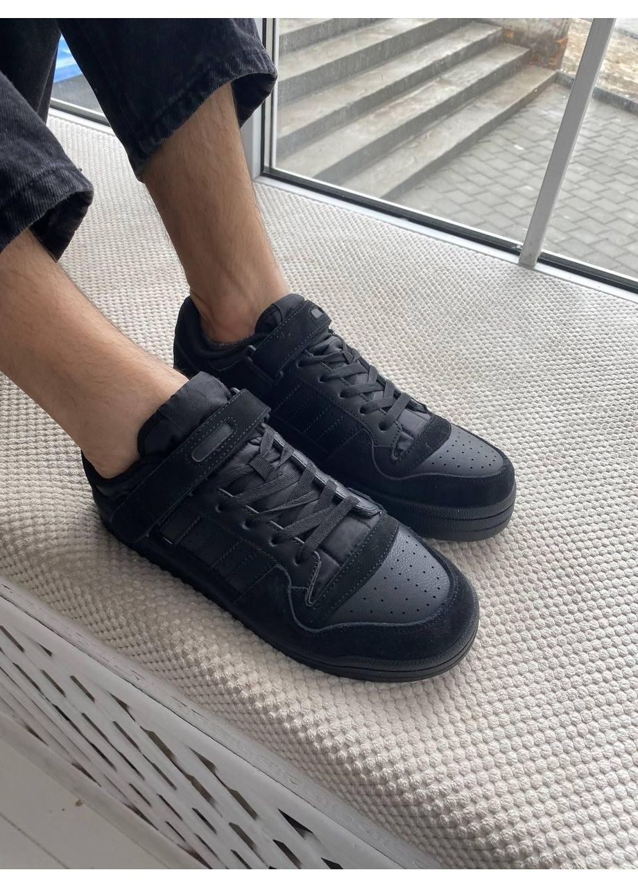 КРОССОВКИ ЖЕНСКИЕ ADIDAS FORUM LOW FULL BLACK АДИДАС ФОРУМ No Brand чёрные демисезоны (367171872)