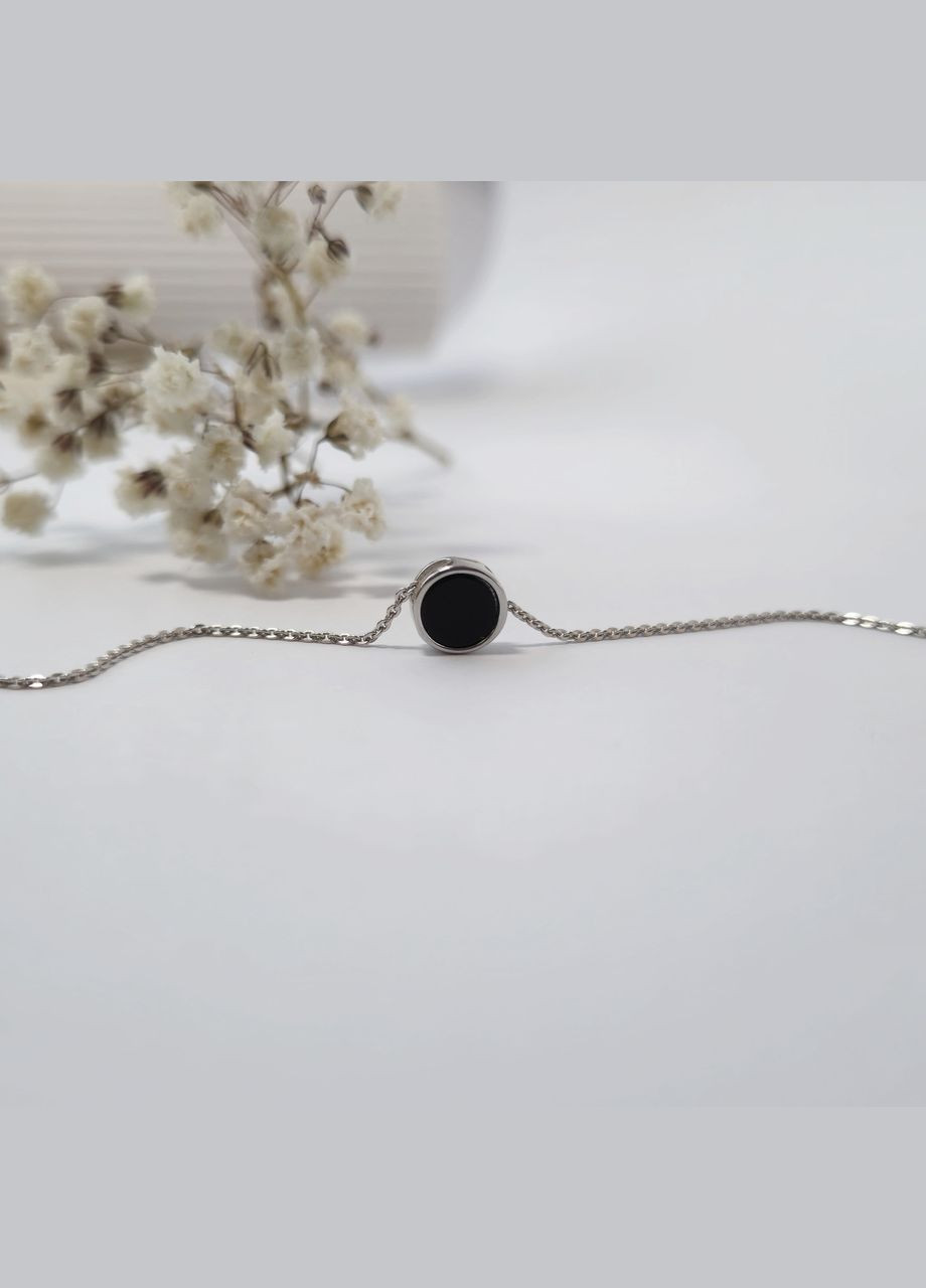 Серебряная подвеска кулон Монета с Ониксом черного цвета серебро 925 пробы Родированное пк2о/1184а 0.50г No Brand (306742872)